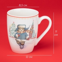 Новогодняя кружка для чая Доляна &laquo;Московский мишка&raquo;, 330 мл, 12&times;8,5&times;11 см, фарфор, цвет белый