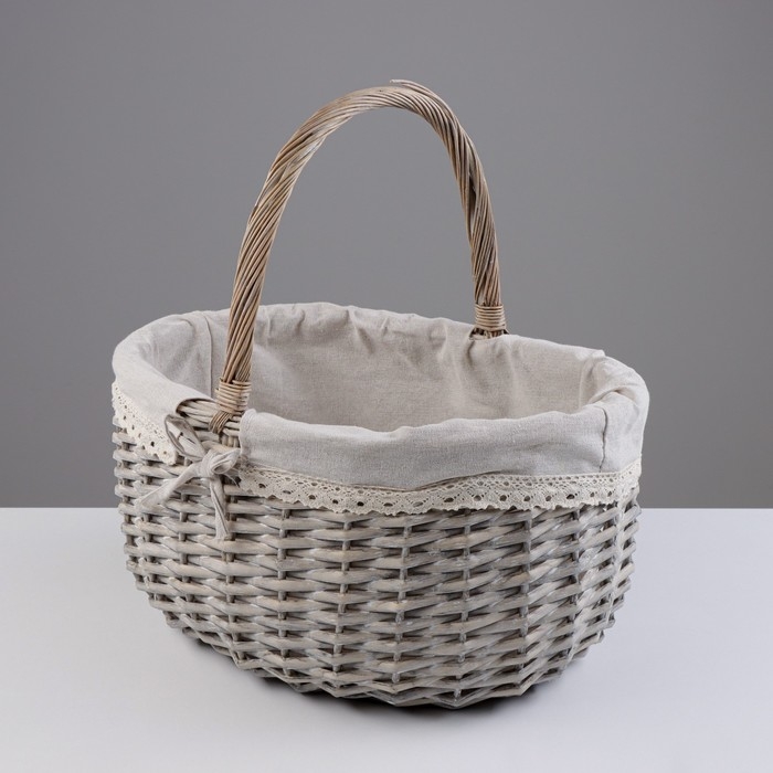 Набор корзин, 2 шт, 40&times;30&times;20/40 см, 28&times;21&times;14/27 см, ива, текстиль