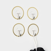 Крючки самоклеящиеся Доляна Gold, 4 шт, 6&times;6&times;2 см, прозрачный