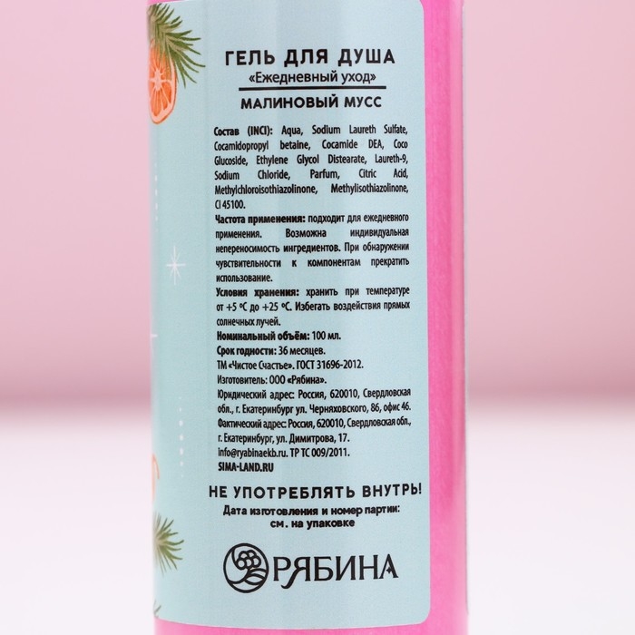 Гель для душа «Игристого года!», 100 мл, аромат малинового мусса, Новый Год Гель для душа «Игристого года!», 100 мл, аромат малинового мусса, Новый Год