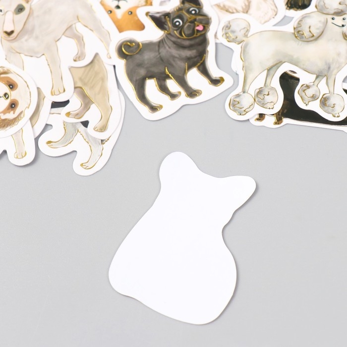 Наклейки для творчества "Породы собак" тиснение серебро набор 48 шт 9х7х0,8 см