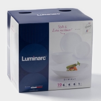 Сервиз столовый Luminarc DIWALI, 19 предметов, d=25/20/21/19 см, стеклокерамика, белый Сервиз столовый Luminarc DIWALI, 19 предметов, d=25/20/21/19 см, стеклокерамика, белый