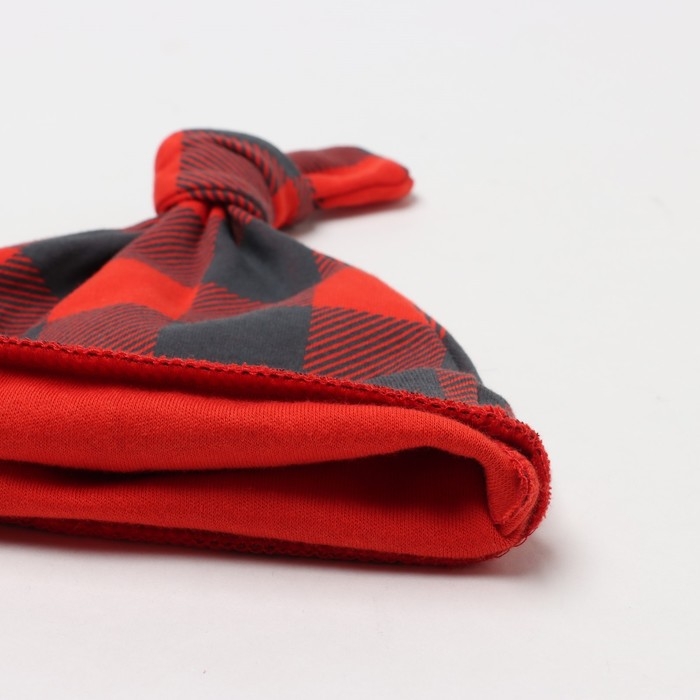 Комбинезон и шапочка Крошка Я "Клеточка", рост 74-80 см, красный