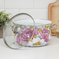 Кастрюля эмалированная «Пион», 5.1 л, стеклянная крышка, индукция Кастрюля эмалированная «Пион», 5.1 л, стеклянная крышка, индукция