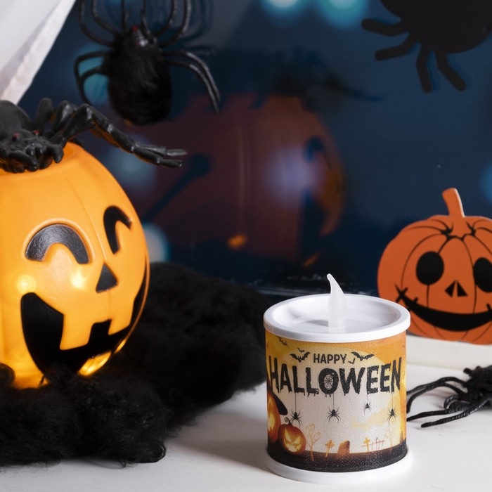 Светодиодная фигура &laquo;Свеча Хэллоуин&raquo; 7.5 &times; 10 &times; 7.5 см, пластик, батарейки AG13х3 (в комплекте), свечение тёплое белое