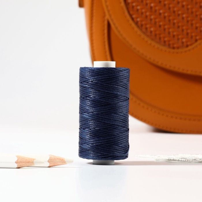 Нитки вощёные, плоские, 210D/16, 1 мм, 50 &plusmn; 2 м, цвет тёмно-синий