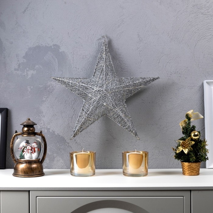 Светодиодная фигура «Серебристая звезда» 40 см, металл, батарейки ААх2 (не в комплекте), свечение белое Светодиодная фигура «Серебристая звезда» 40 см, металл, батарейки ААх2 (не в комплекте), свечение белое