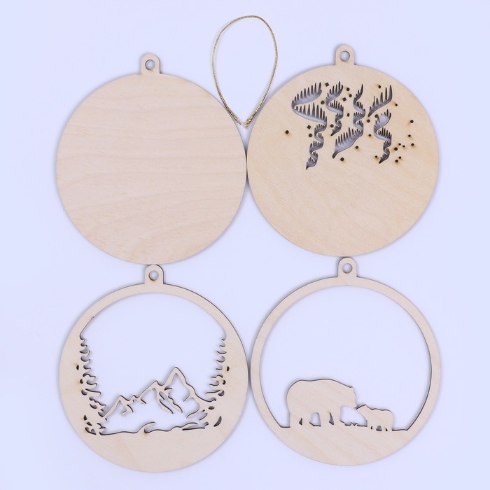 Заготовки для творчества. Деревянная ёлочная подвеска «Новый год! Белые медведи» Заготовки для творчества. Деревянная ёлочная подвеска «Новый год! Белые медведи»