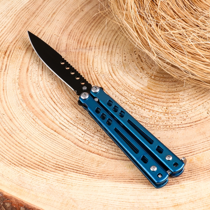 Нож-бабочка Нож-бабочка "Крыло" 16,5см, клинок 73мм/1,5мм, синий