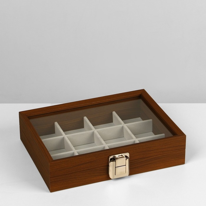 Подставка для украшений &laquo;Шкатулка&raquo; 12 ячеек, 16&times;21&times;5 см, цвет серый в дереве