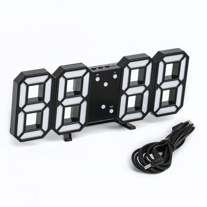 Часы электронные настольные Часы электронные настольные "Цифры", с подвесом, красная индикация, 9 x 23 см, от USB