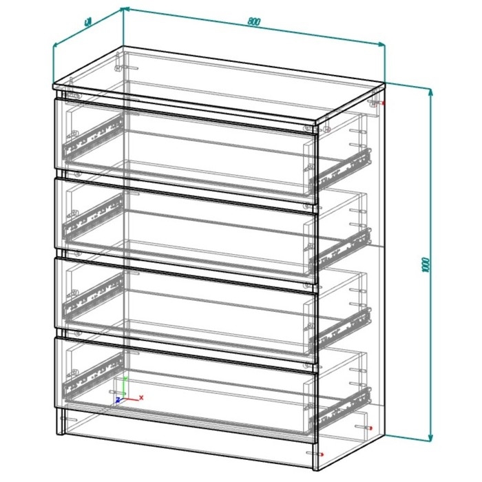 Комод с 4 ящиками Мадера, 800х420х1000, Дуб крафт золотой/Белый Комод с 4 ящиками Мадера, 800х420х1000, Дуб крафт золотой/Белый