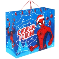 Новый год. Пакет подарочный, 40х49х19 см, упаковка, Человек-паук