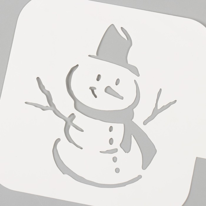 Трафарет новогодний пластиковый "Снеговик", размер 9х9 см