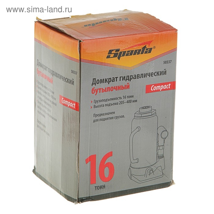 Домкрат гидравлический SPARTA Compact, 16 т, бутылочный, подъем 205–400 мм Домкрат гидравлический SPARTA Compact, 16 т, бутылочный, подъем 205–400 мм
