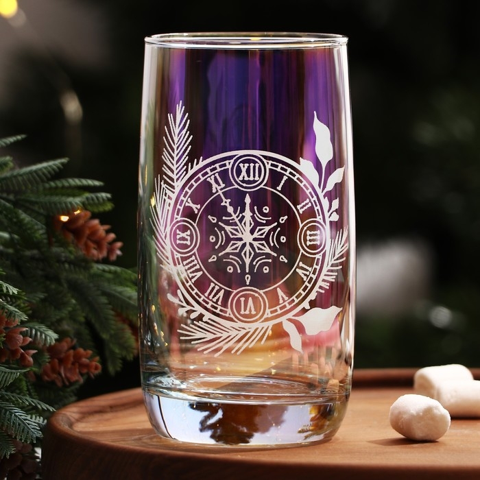 Новый год. Стакан стеклянный &laquo;Часы&raquo;, 330 мл