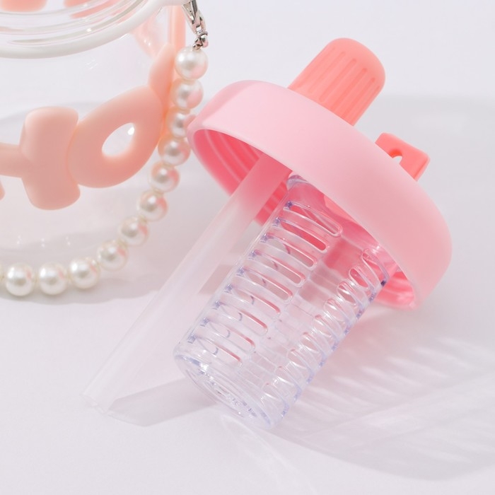 Бутылка для воды стеклянная &laquo;Бьюти&raquo;, 400 мл, 8&times;14,5 см, цвет розовый