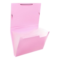 Папка картотека А4, Calligrata "Акварель", 13 отделений, пластиковая, 700 мкм, фламинго, резинка чёрная