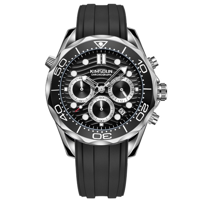 Часы наручные мужские, с календарем, подсветкой, хронографом, d-4.3 см, серые Часы наручные мужские, с календарем, подсветкой, хронографом, d-4.3 см, серые