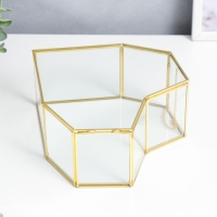 Шкатулка стекло с металлическим каркасом "Сердце с гранями" золото 9,5х21х21 см Шкатулка стекло с металлическим каркасом "Сердце с гранями" золото 9,5х21х21 см