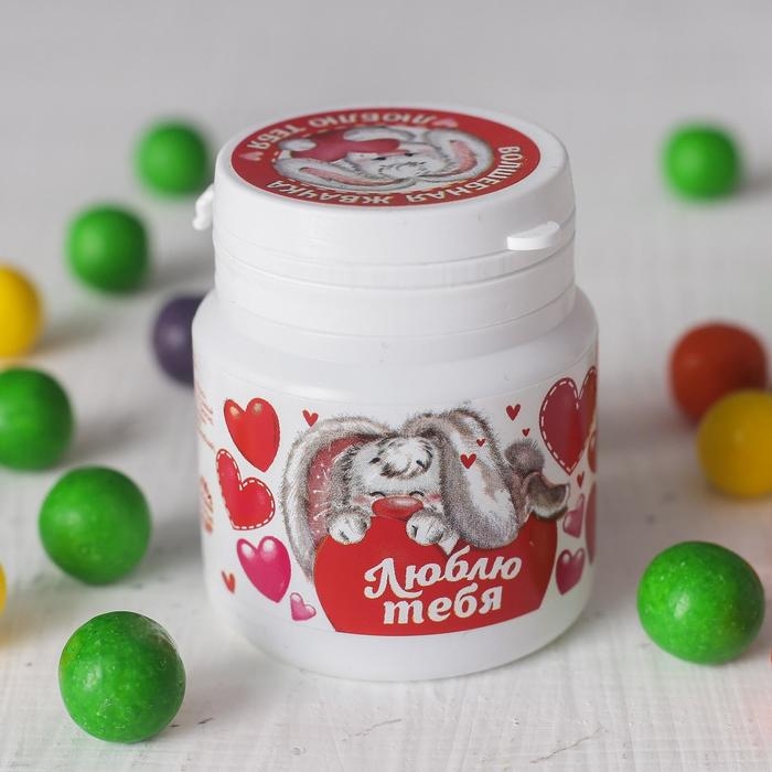 Жевательная резинка &laquo;Люблю тебя&raquo;: со вкусом тутти-фрутти, 40 г.