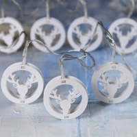 Гирлянда &laquo;Нить&raquo; 2 м с насадками &laquo;Олень&raquo;, IP20, прозрачная нить, 10 LED, батарейки AAх2 (нет в комплекте), свечение тёплое белое