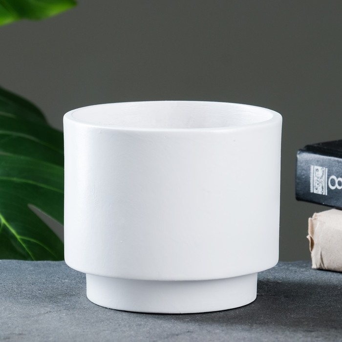 Фигурное кашпо &laquo;Цилиндр на ножке&raquo; 11х13см белое