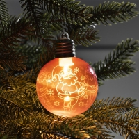 Ёлочный шар &laquo;Дед Мороз&raquo; красный, батарейки, 1 LED, свечение тёплое белое