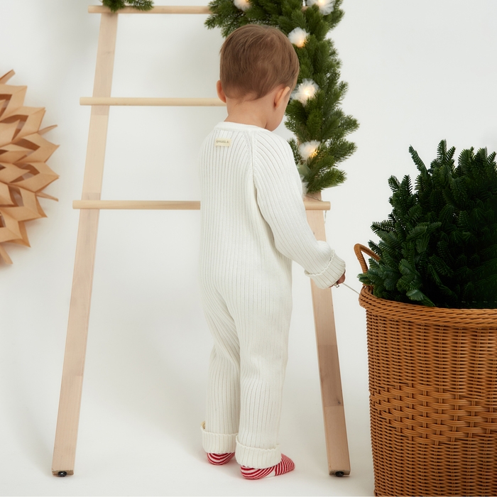 Комбинезон вязаный Крошка Я, р.74-80, молочный