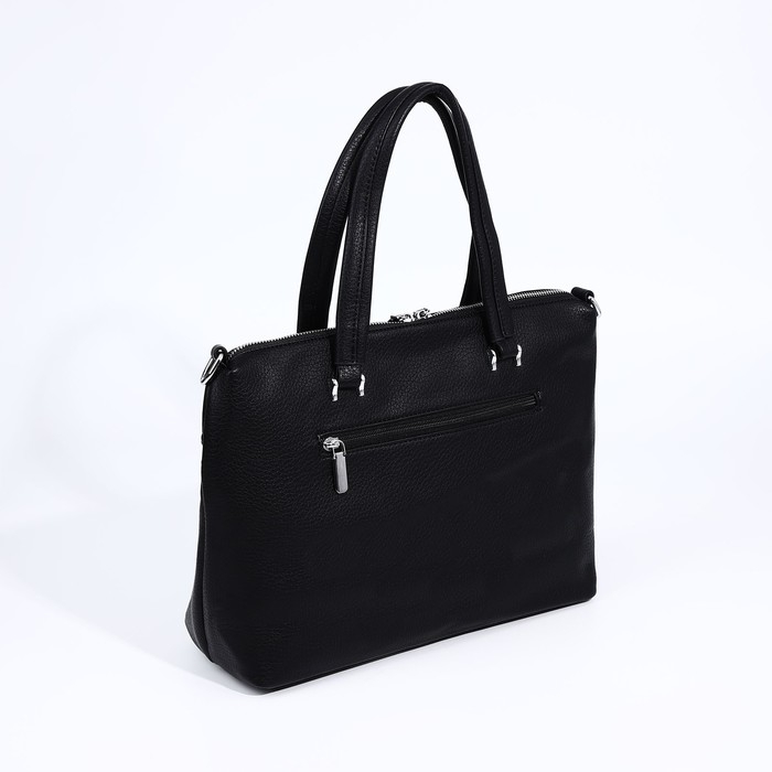 Сумка-тоут на молнии, 2 наружных кармана, цвет чёрный Сумка-тоут на молнии, 2 наружных кармана, цвет чёрный