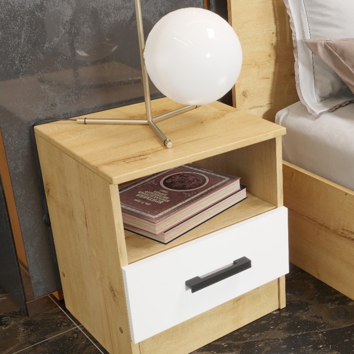 Тумба прикроватная ЭКО 400х375х468 дуб вотан/белый