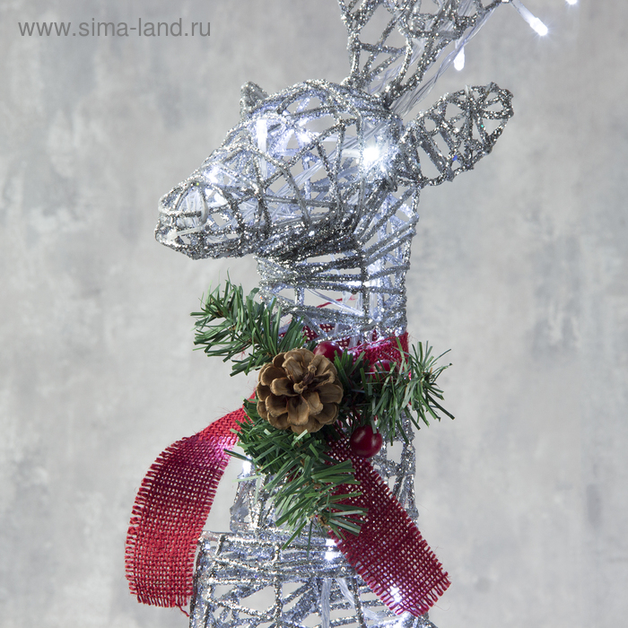 Светодиодная фигура &laquo;Олень серебристый&raquo; 50 &times; 85 &times; 18 см, металл, 220 В, свечение белое