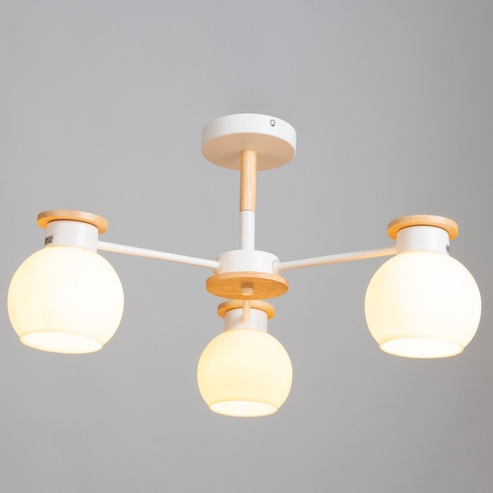 Люстра Люстра "Паула" 3х60Вт Е27 Белый, дерево 58х58х30см