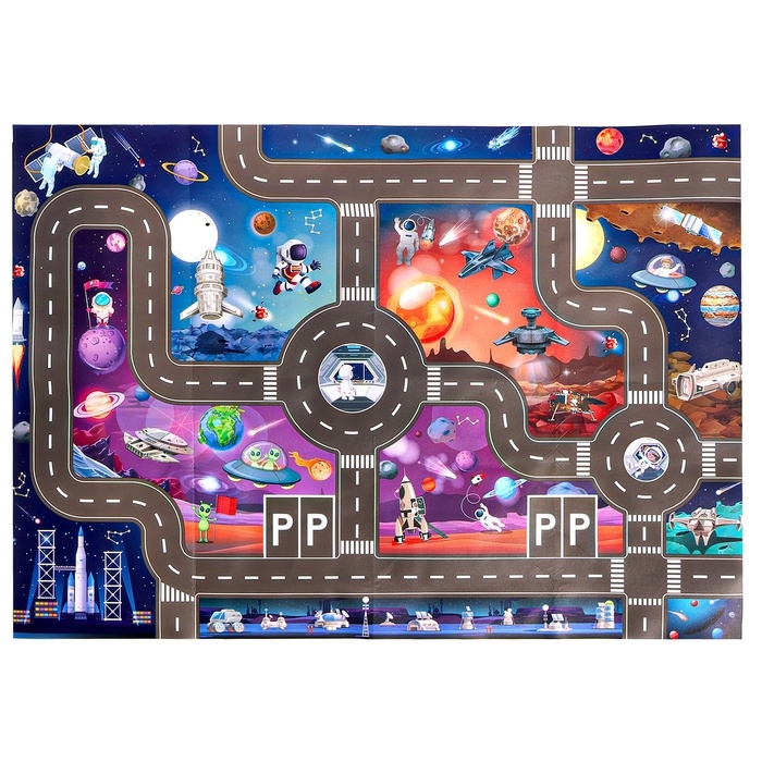 Игровой набор &laquo;Космос&raquo;, 4 инерционные машинки, коврик-дорога