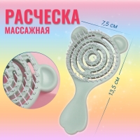 Расчёска массажная, вентилируемая, 13,5 &times; 7,5 см, цвет зелёный