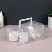 Органайзер для хранения, с крышкой, с ручкой, 23 &times; 13 &times; 9,5 см цвет прозрачный/белый