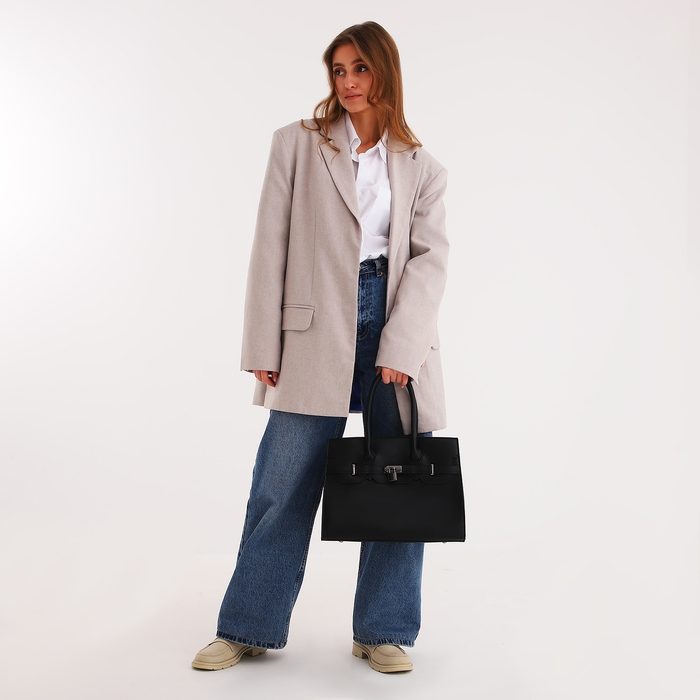 Сумка женская тоут, на молнии, цвет чёрный