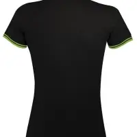 Рубашка поло женская Pasadena Women 200 с контрастной отделкой, черный/зеленый, размер XL