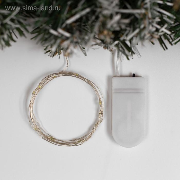 Гирлянда &laquo;Нить&raquo; 1 м роса, IP20, серебристая нить, 10 LED, батарейки CR2032х2 (в комплекте), свечение белое