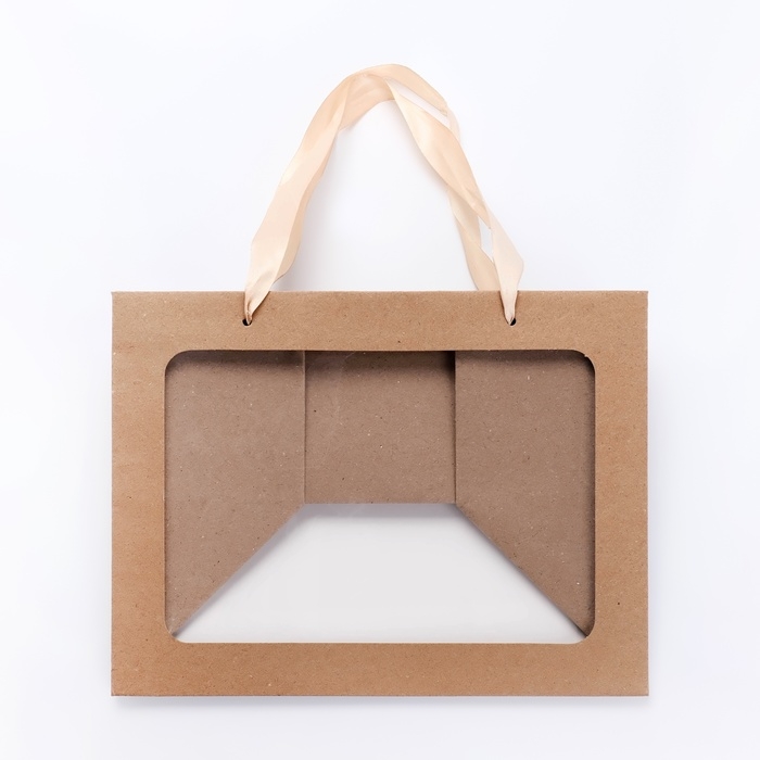 Пакет подарочный с широким дном и окном 25 х 19 х 18 см, крафт Пакет подарочный с широким дном и окном 25 х 19 х 18 см, крафт