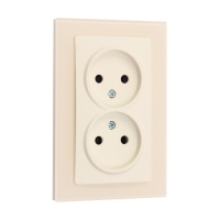 Розетка двухместная TOT Matte Glass, 10 А, скрытая, без з/к, стекло, бежевая Розетка двухместная TOT Matte Glass, 10 А, скрытая, без з/к, стекло, бежевая