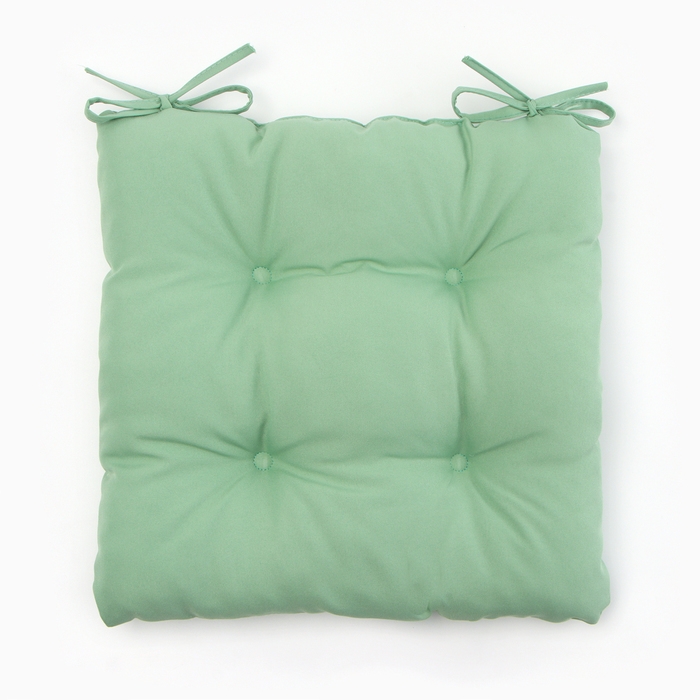 Сидушка на стул с завязками Доляна цв. зеленый 40х40 см, 100% п/э, габардин 153 г/м2