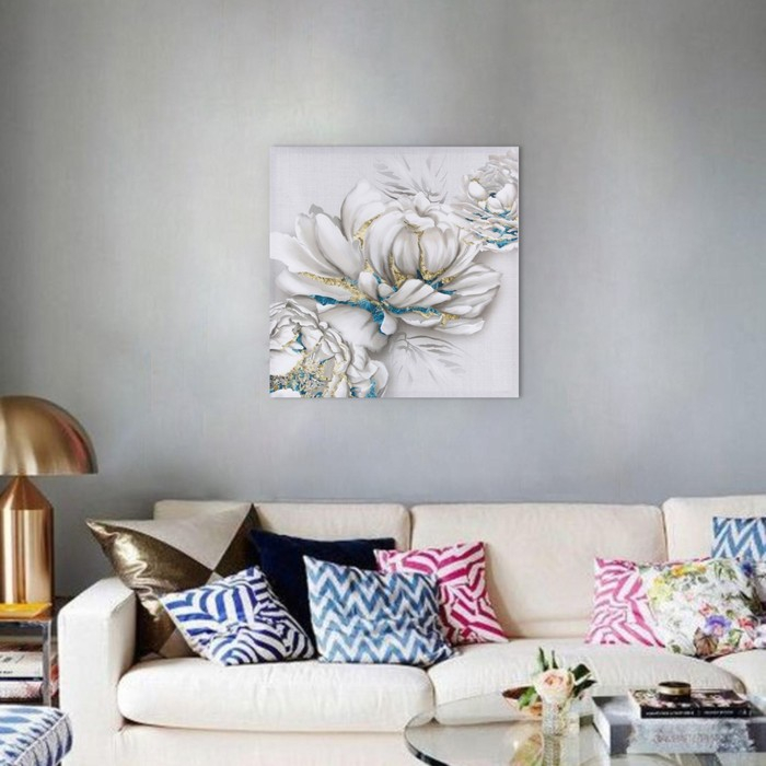 Картина &laquo;Цветы&raquo;, золото, 60х60 см