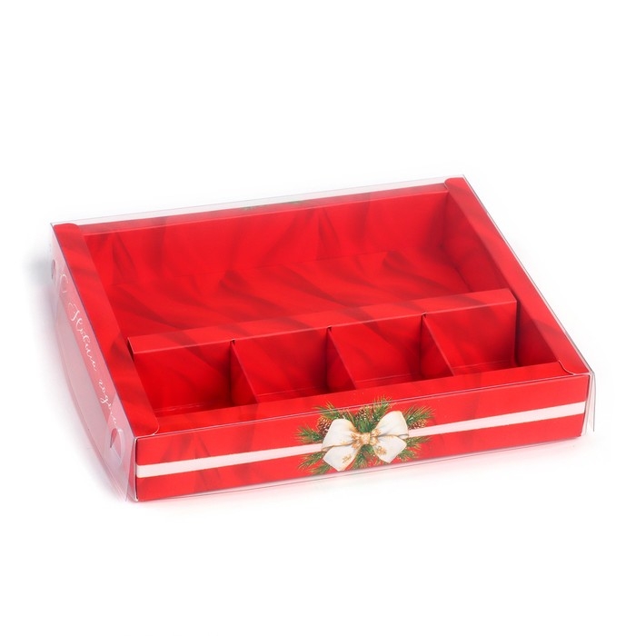 Коробка под 4 конфеты и шоколад с ячейками &laquo;Роскошный Новый год&raquo; 18 х 15 х 3 см, Новый год