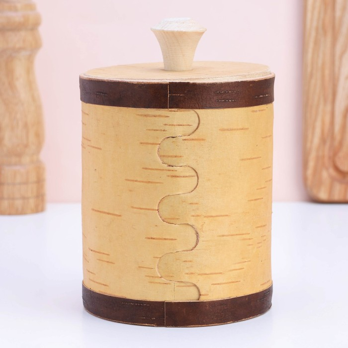 Туес «Мишка с пчелкой», 11×11×12 см, береста Туес «Мишка с пчелкой», 11×11×12 см, береста