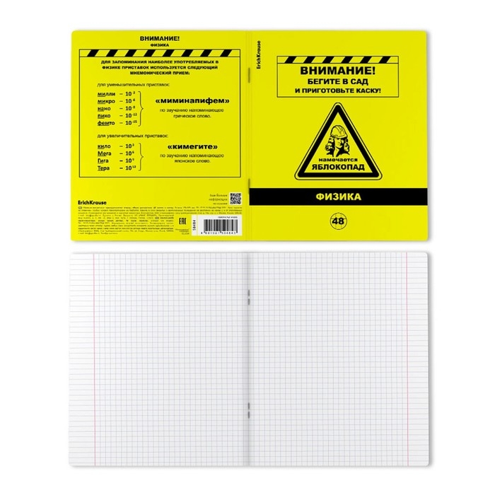 Тетрадь предметная ФИЗИКА, 48 листов в клетку, ErichKrause Be Informed, пластиковая обложка, шелкография, блок офсет 100% белизна, инфо-блок