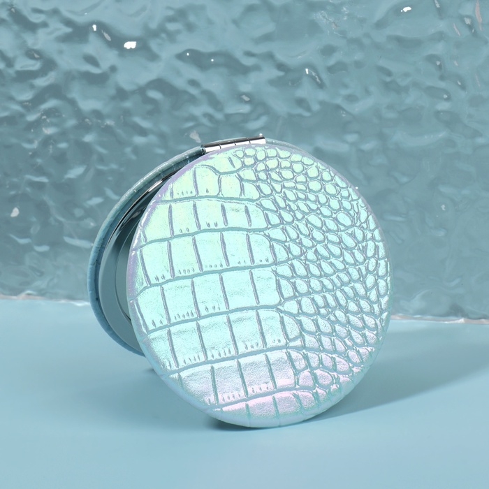 Зеркало складное &laquo;Крокодил&raquo;, d = 7,5 см, цвет голубой/зелёный