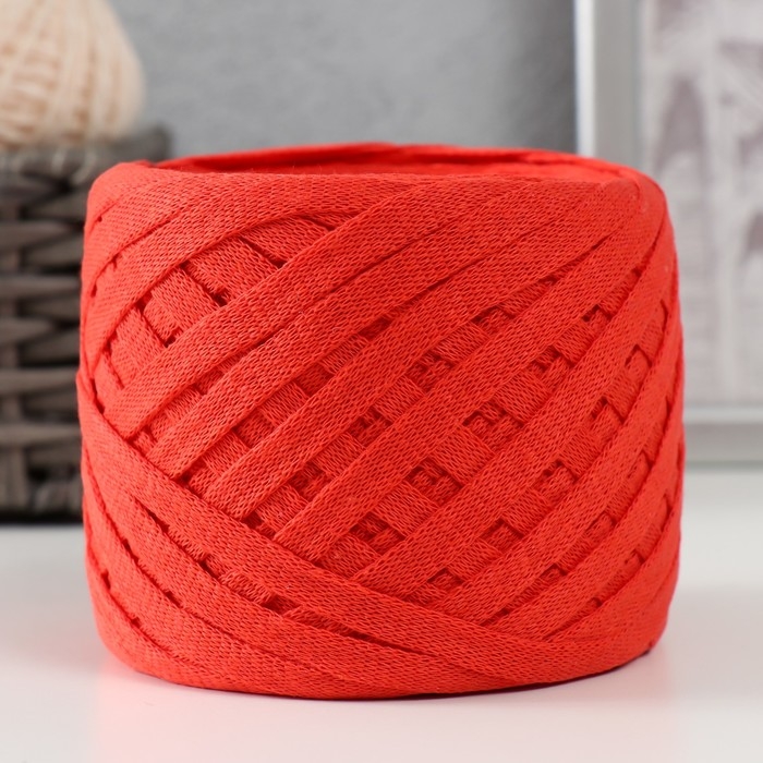 Трикотажная пряжа "Риббон" 85м/170&plusmn;5 гр (Хурма)