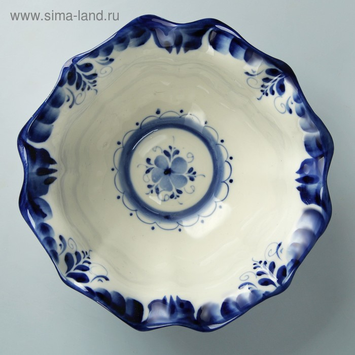 Салатник &laquo;Тюльпан&raquo;, 19х19х7,5 см, гжель