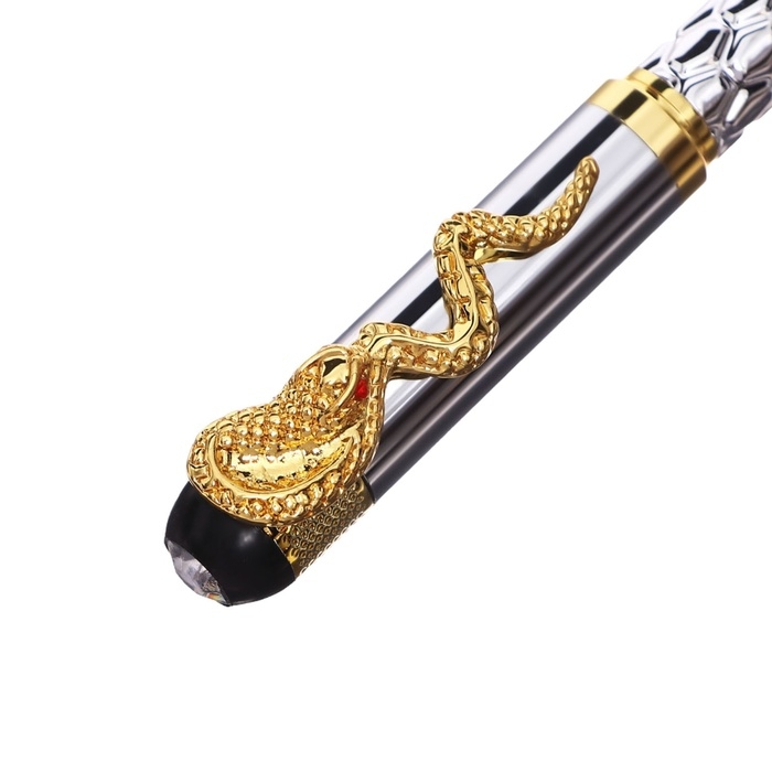 Ручка подарочная роллер в кожзам футляре Змея корпус золото/серебро Ручка подарочная роллер в кожзам футляре Змея корпус золото/серебро